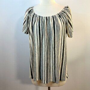 Workshop Republic Clothing Women's Sand Black Striped Shirt - Size Medium NWT